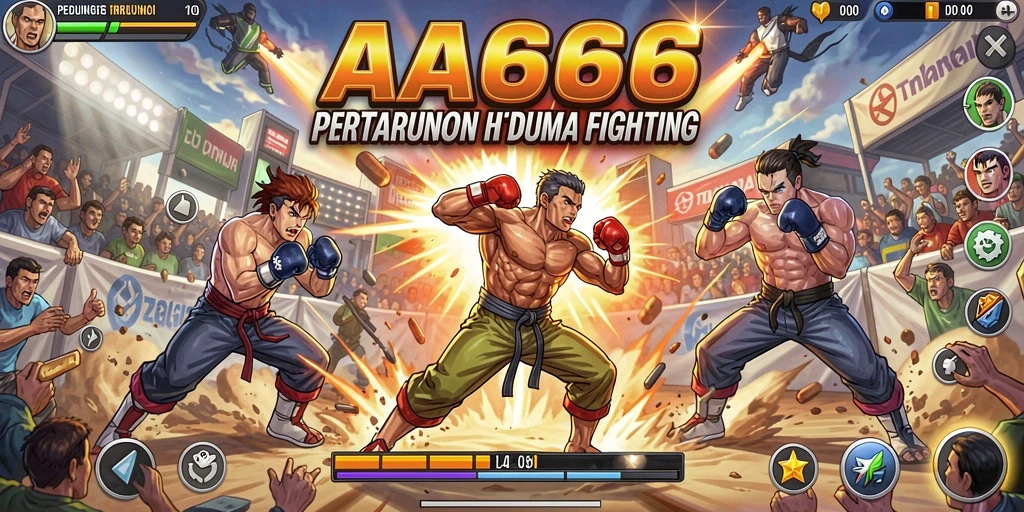 Tampilan screenshot utama menunjukkan pertarungan seru di AA666 dengan grafis yang memikat.