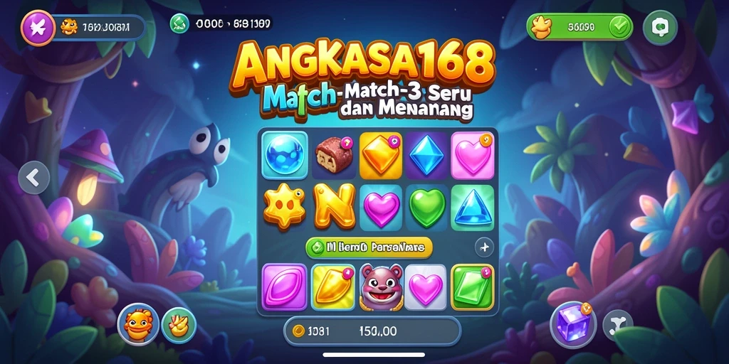 Tampilan seru gameplay Match-3 di ANGKASA168.