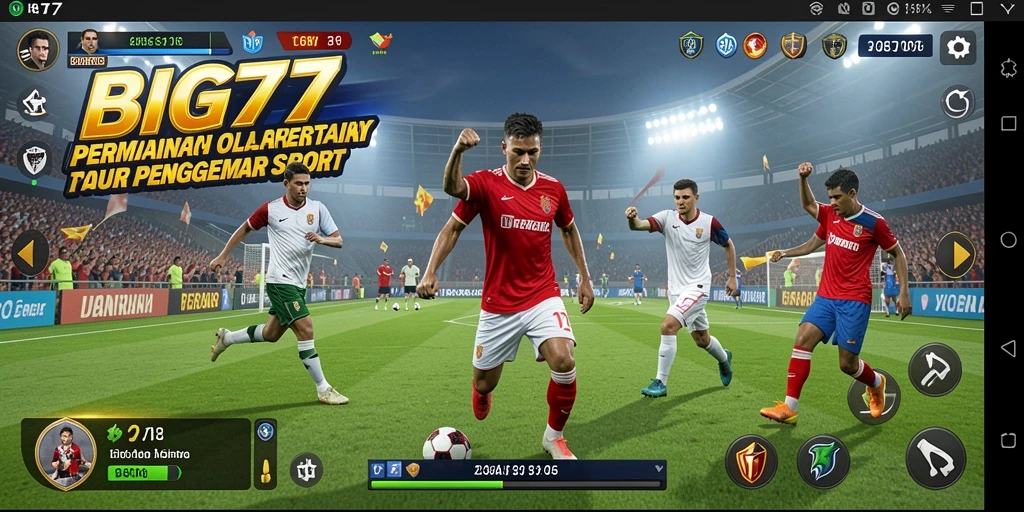 Tangkapan layar utama menunjukkan aksi intens dalam pertandingan olahraga.