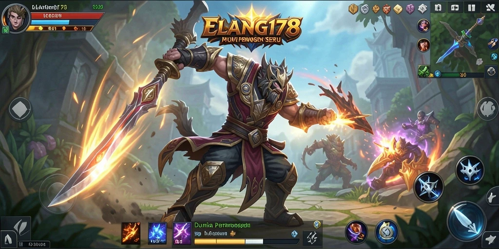 Screenshot utama ELANG178 menampilkan pertarungan epik antar pemain di dunia MMORPG.