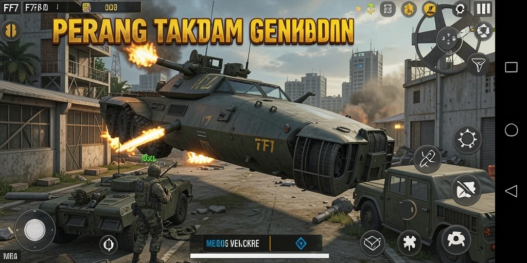 Tampilan gameplay intens dari F7F7 dengan aksi menembak yang cepat.