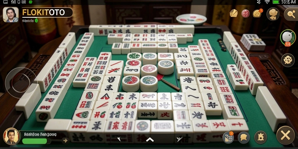 Screenshot gameplay FLOKITOTO menampilkan keseruan permainan Mahjong.