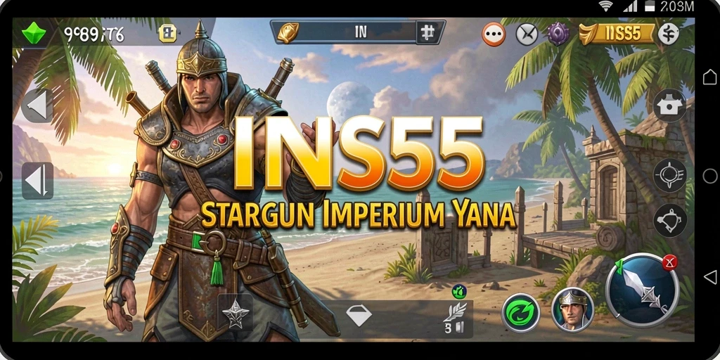 Tampilan gameplay yang menantang di INS55, membangun dan berperang.
