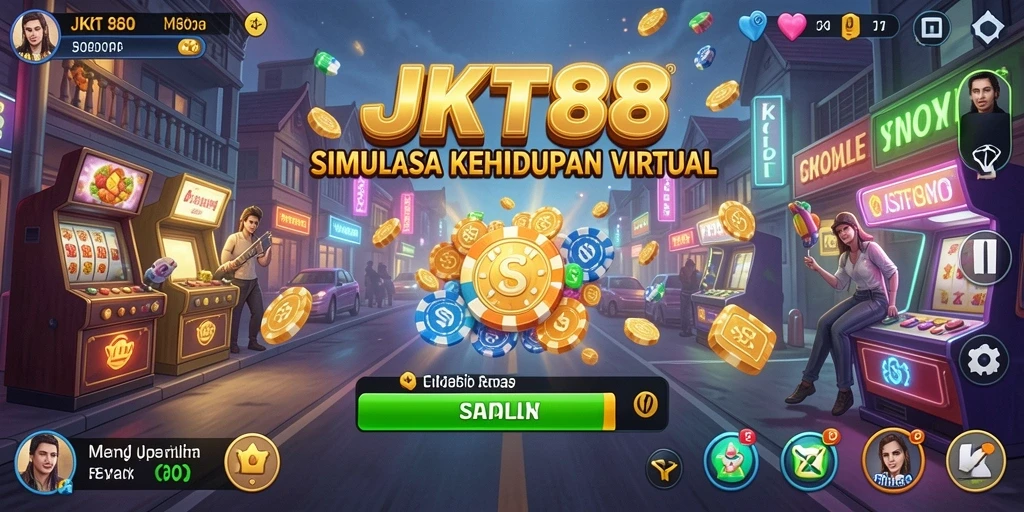 Tangkapan layar gameplay <strong>JKT88</strong> yang menunjukkan aktivitas karakter dalam simulasi.