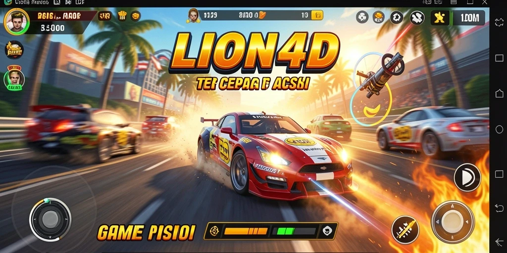 Screenshot gameplay LION4D menampilkan balapan yang cepat dan menegangkan.