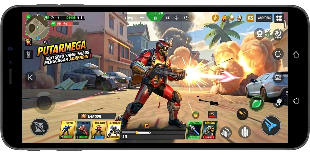Menggambarkan momen mendebarkan dari gameplay PUTARMEGA.