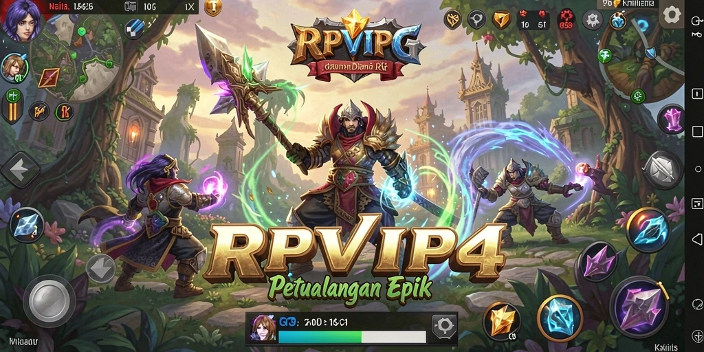 Screenshot menampilkan aksi pertempuran seru di RPVIP4 dengan karakter unik.