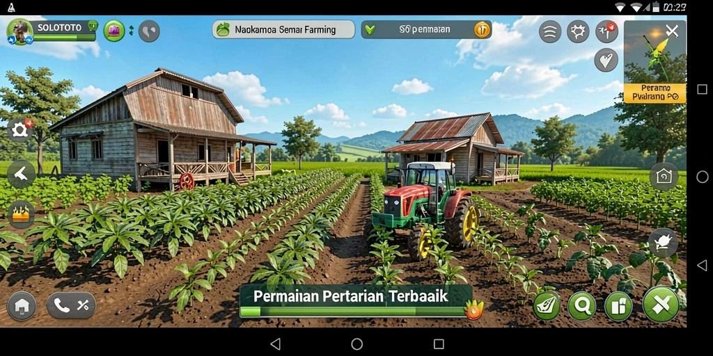 Tampilan gameplay menarik dengan suasana pertanian yang hidup.