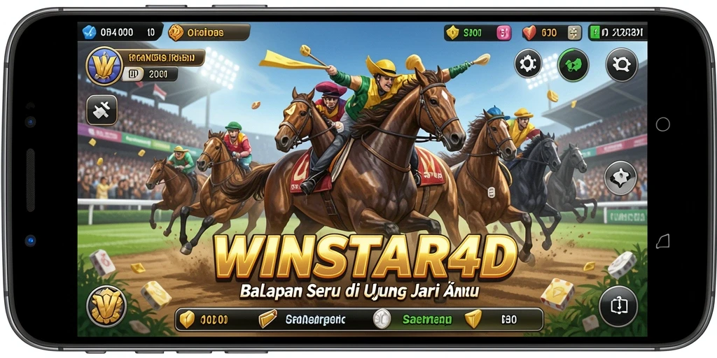 Tangkapan layar gameplay WINSTAR4D yang menunjukkan balapan mendebarkan.